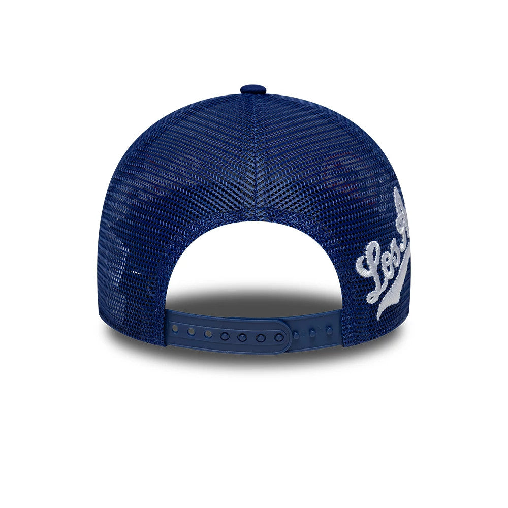 Pictured is this MLB Patch LA Dodgers 9FORTY A-Frame Trucker cap in dark blue. 6