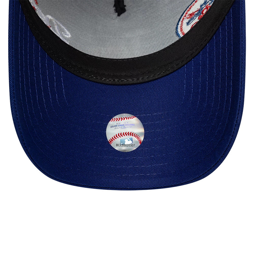Pictured is this MLB Patch LA Dodgers 9FORTY A-Frame Trucker cap in dark blue. 7