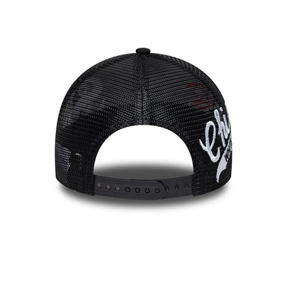 Pictured is this MLB Patch Chicago White Sox 9FORTY A-Frame Trucker cap in black. 6