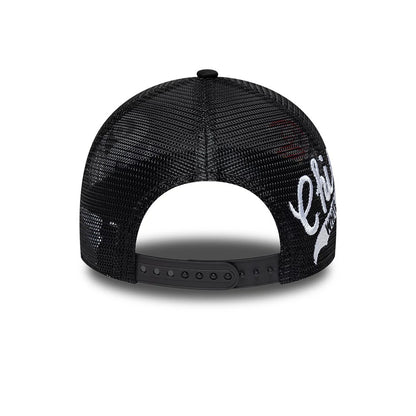 Pictured is this MLB Patch Chicago White Sox 9FORTY A-Frame Trucker cap in black. 6