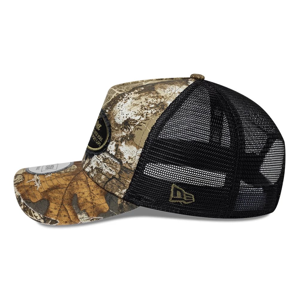 Pictured is this New Era Heritage Patch 9FORTY A-Frame Trucker cap in Realtree camo. 5