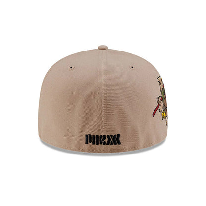 Pictured is this Roji Soccer 59FIFTY Fitted cap in beige. 7