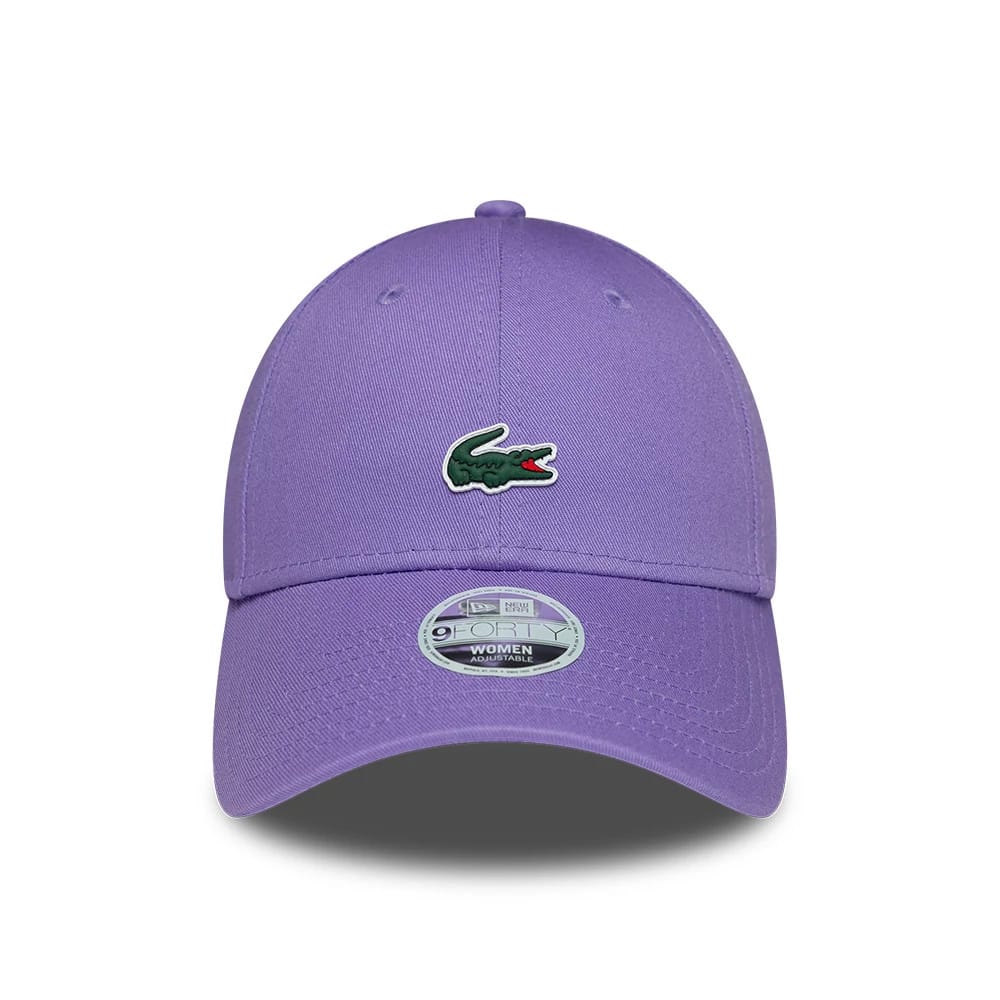 Pictured is this Womens Lacoste X New Era 9FORTY cap in purple. 2