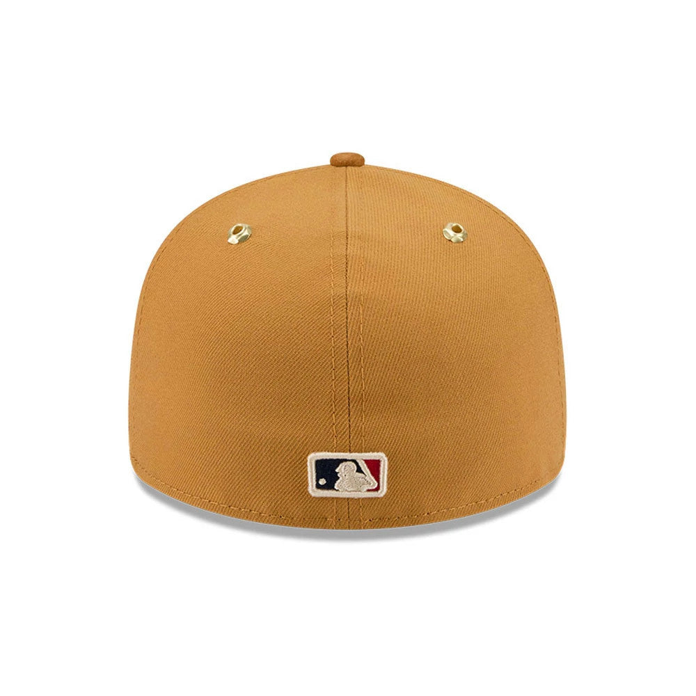 Pictured is this Timberland X MLB Atlanta Braves 59FIFTY Fitted cap in panama tan. 5