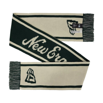 Pictured is this New Era Chunky Knit Scarf in dark green. 2