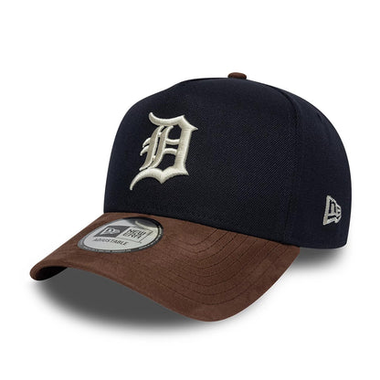Pictured is this MLB Suede Visor Detroit Tigers 9FORTY E-Frame cap in navy. 1