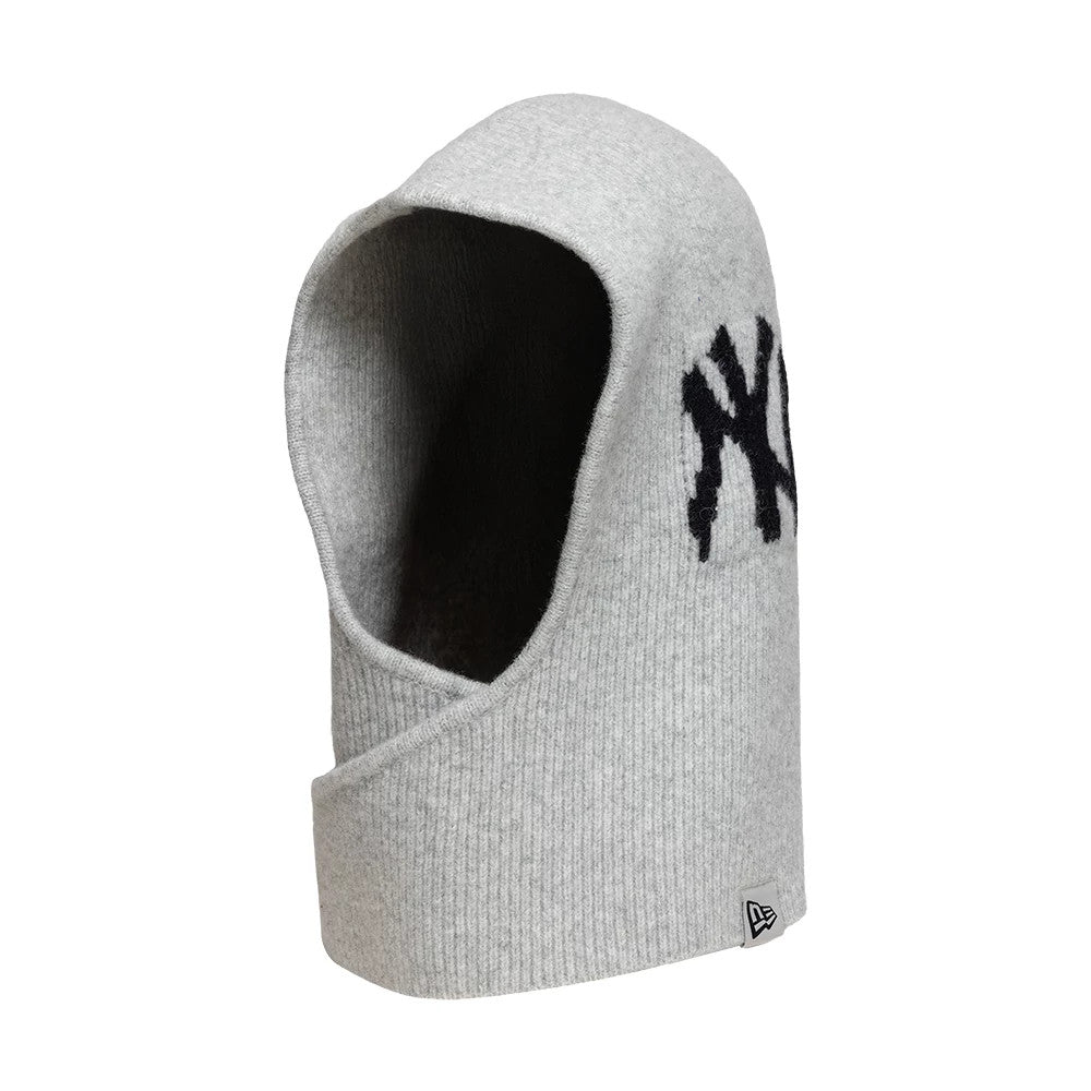 Pictured is this Womens MLB Knitted New York Yankees Balaclava hat in grey. 1