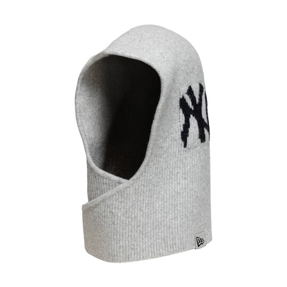 Pictured is this Womens MLB Knitted New York Yankees Balaclava hat in grey. 1