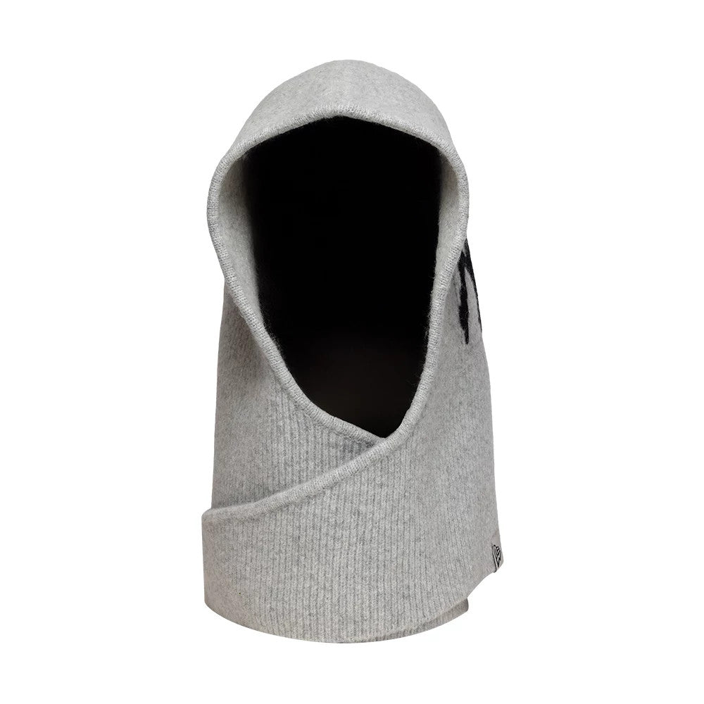Pictured is this Womens MLB Knitted New York Yankees Balaclava hat in grey. 2