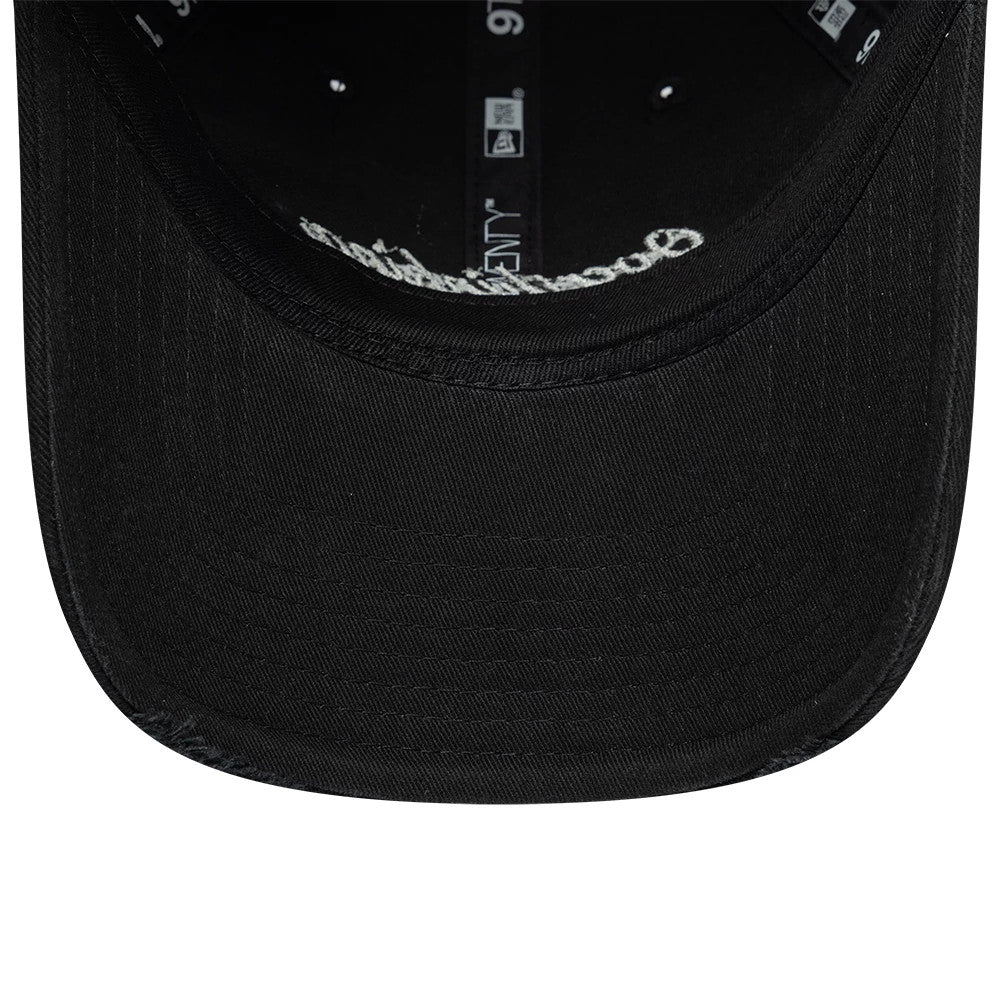 Pictured is this Womens New Era Slogan 9TWENTY cap in black. 5