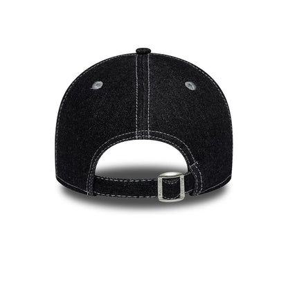 Pictured is this Womens New Era Distress 9TWENTY A-Frame cap in black. 4