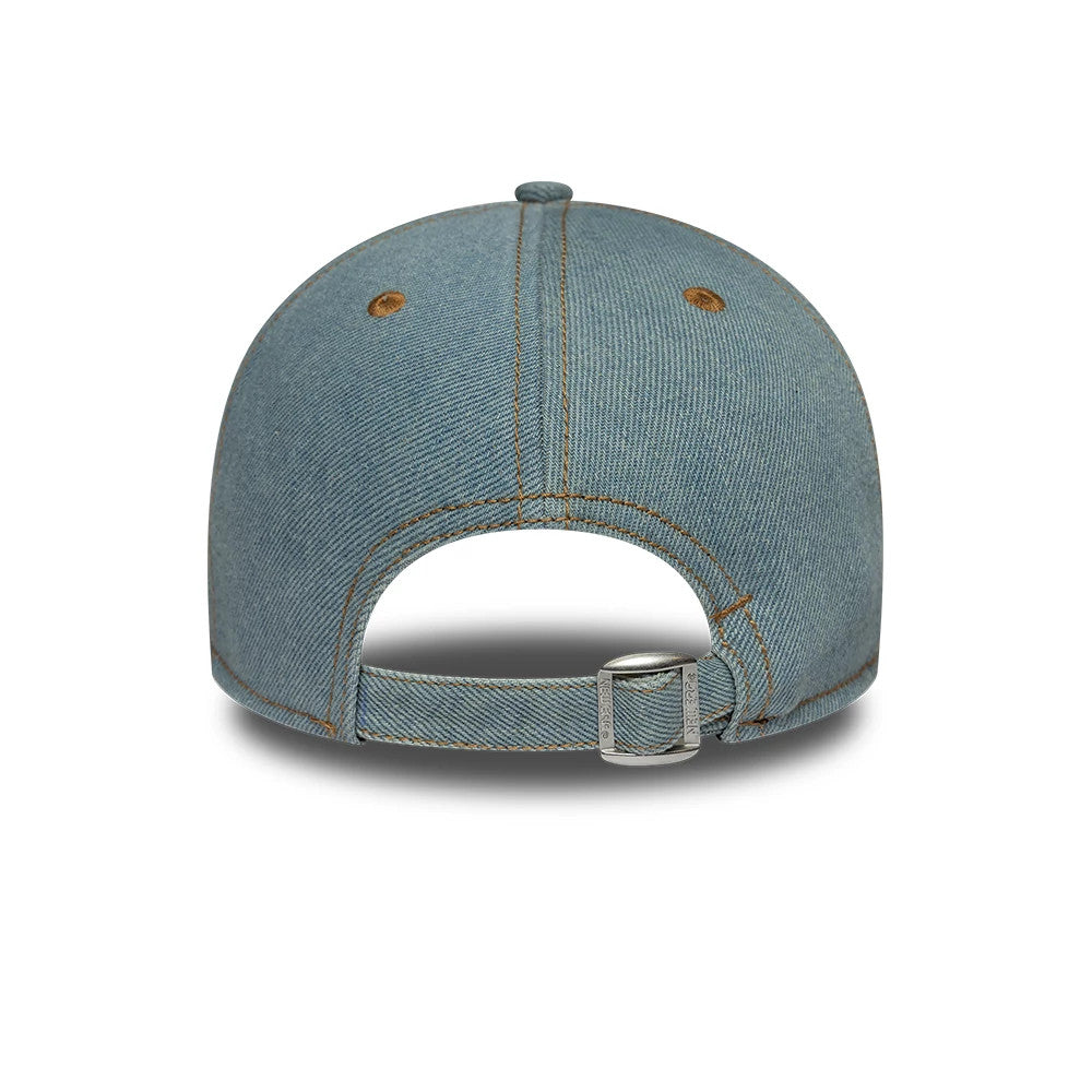 Pictured is this Womens New Era Distress 9TWENTY A-Frame cap in pastel blue. 4