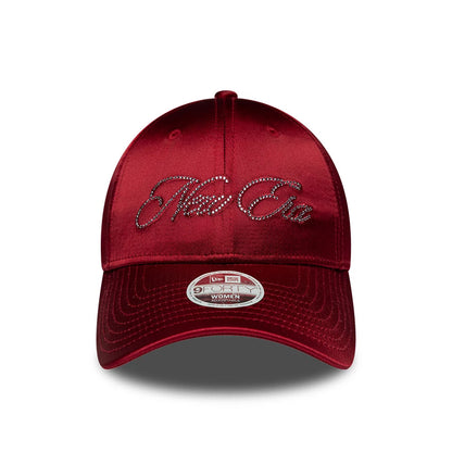 Pictured is this Womens New Era Satin Gem 9FORTY cap in dark red. 2