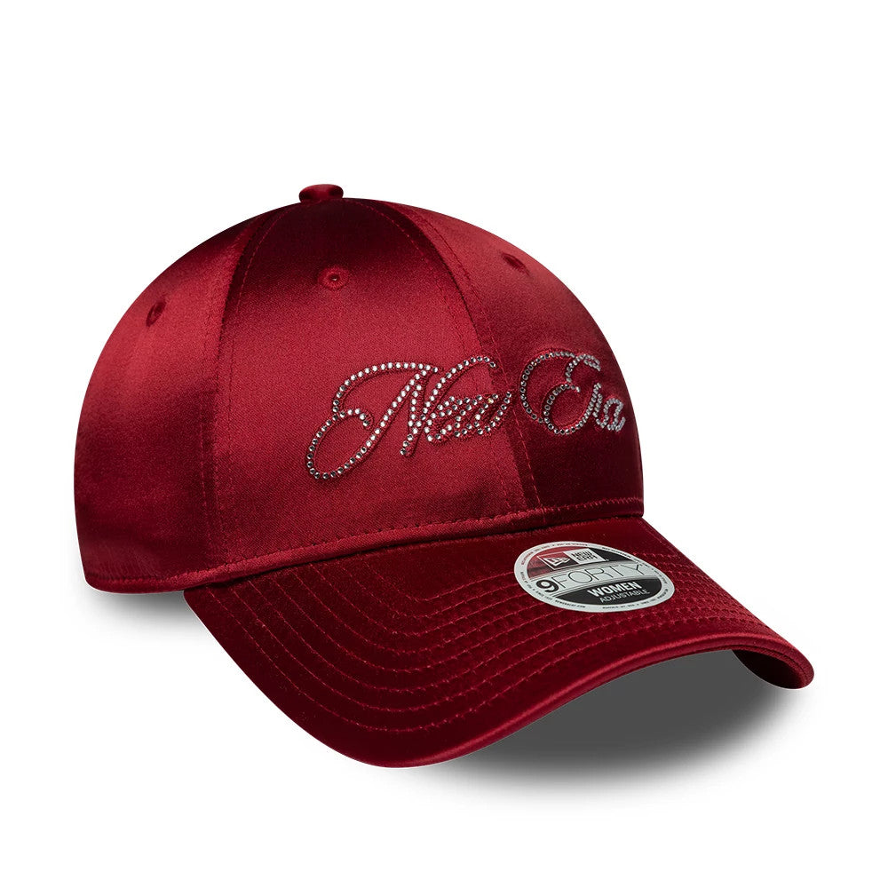 Pictured is this Womens New Era Satin Gem 9FORTY cap in dark red. 3