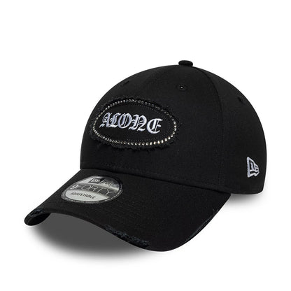 Pictured is this New Era Gem Patch Distress 9FORTY cap in black. 1