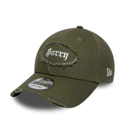 Pictured is this New Era Gem Patch Distress 9FORTY cap in green. 1