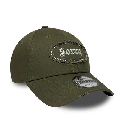 Pictured is this New Era Gem Patch Distress 9FORTY cap in green. 3