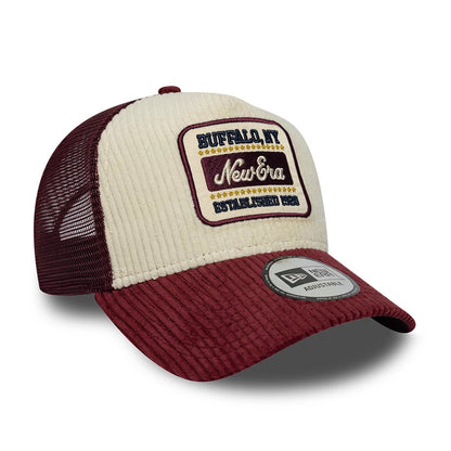 Pictured is this New Era Cord Visor 9FORTY E-Frame Trucker cap in dark purple. 3