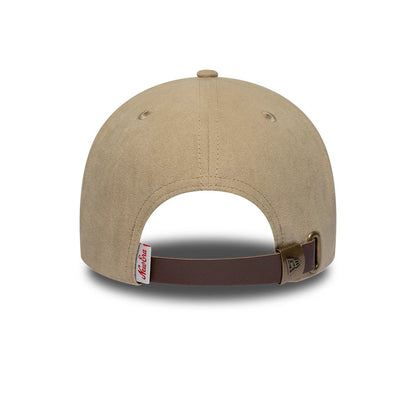 Pictured is this New Era Faux Suede 9FORTY M-Crown A-Frame cap in light beige. 4