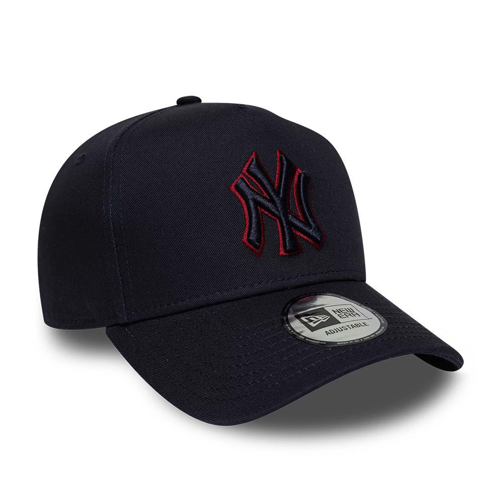 Pictured is this MLB Team Outline New York Yankees 9FORTY E-Frame cap in navy. 3