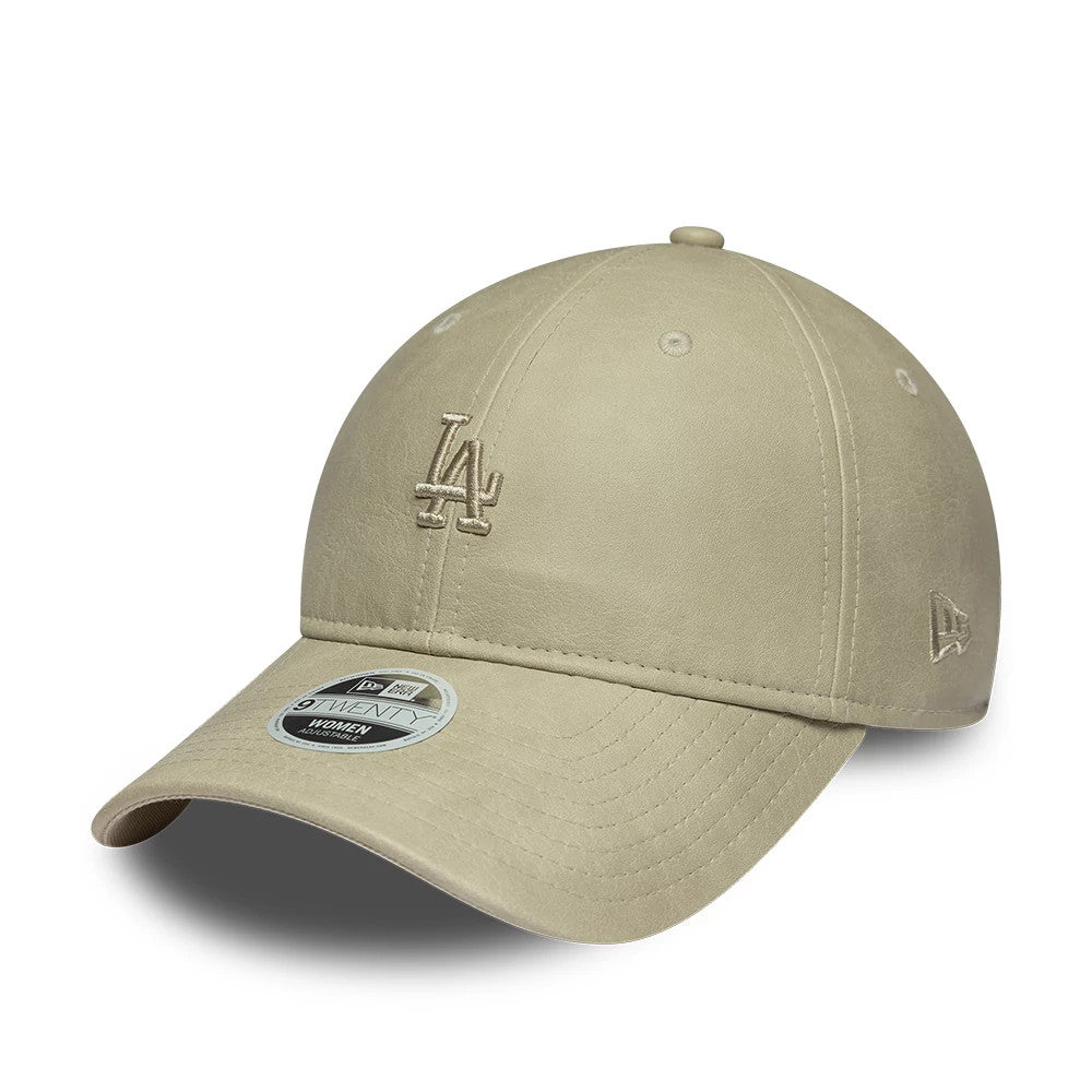 Pictured is this Womens MLB Washed PU LA Dodgers 9TWENTY cap in light beige. 1