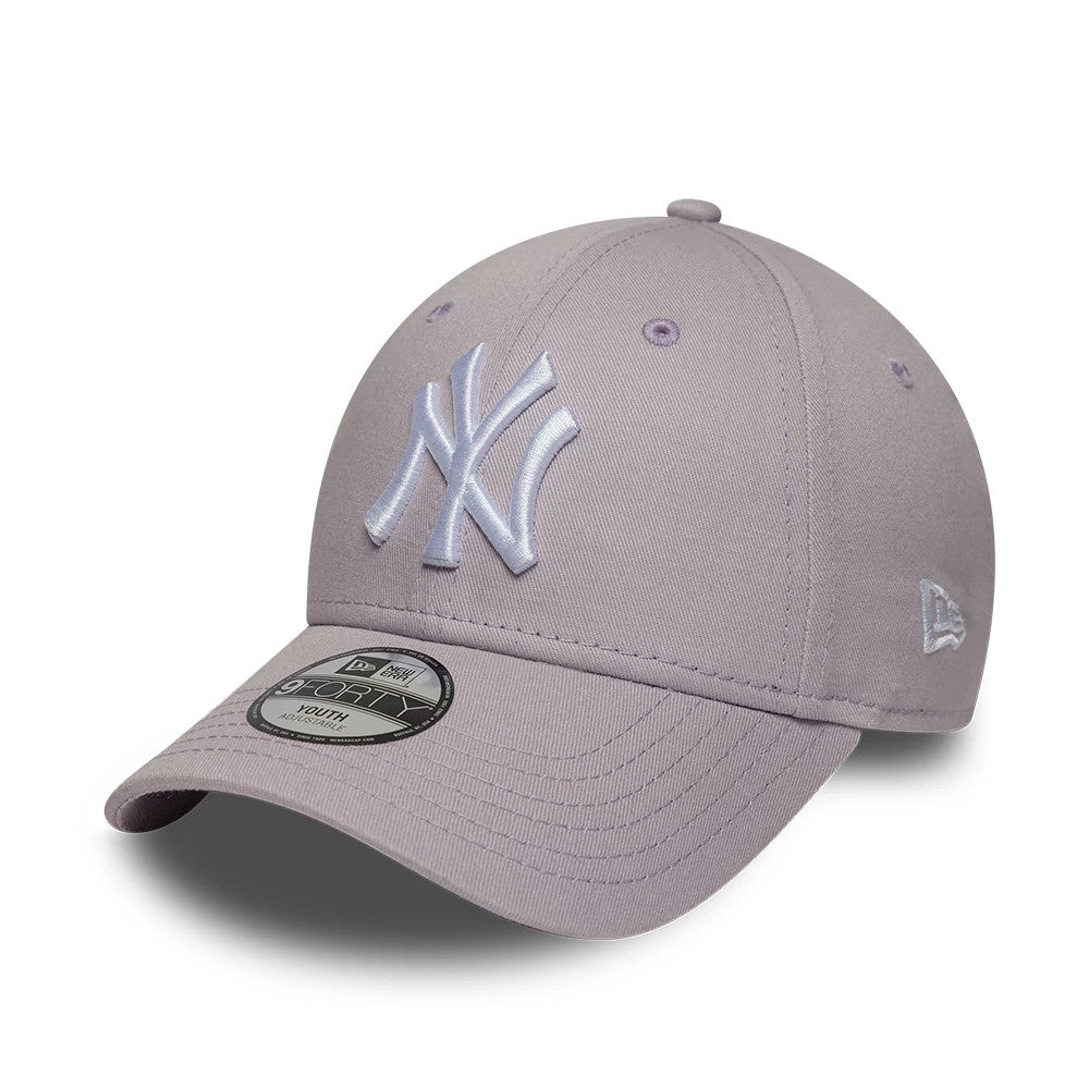 Pictured is this Youth MLB League Essential New York Yankees 9FORTY cap in pastel purple. 1
