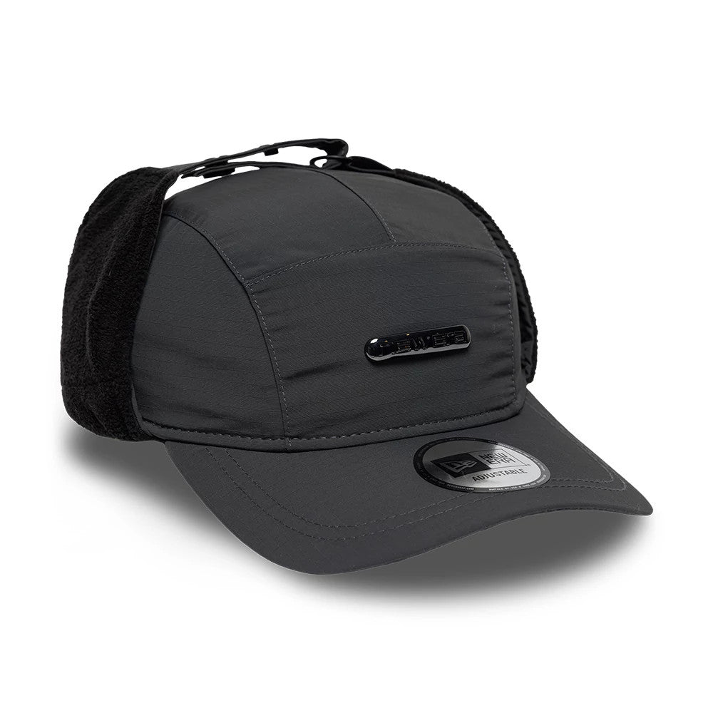 Pictured is this New Era Fleece Dogear Camper cap in charcoal. 5