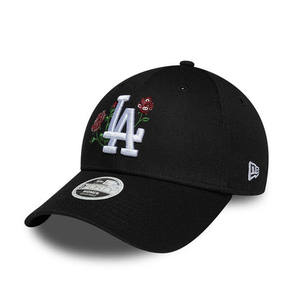 Pictured is this Womens MLB Rose Sequin LA Dodgers 9FORTY cap in black. 1