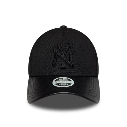 Pictured is this Womens MLB Fabric Mix New York Yankees 9FORTY M-Crown A-Frame cap in black. 2