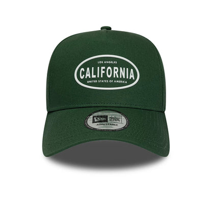 Pictured is this New Era Rubber Logo 9FORTY E-Frame cap in dark green. 2