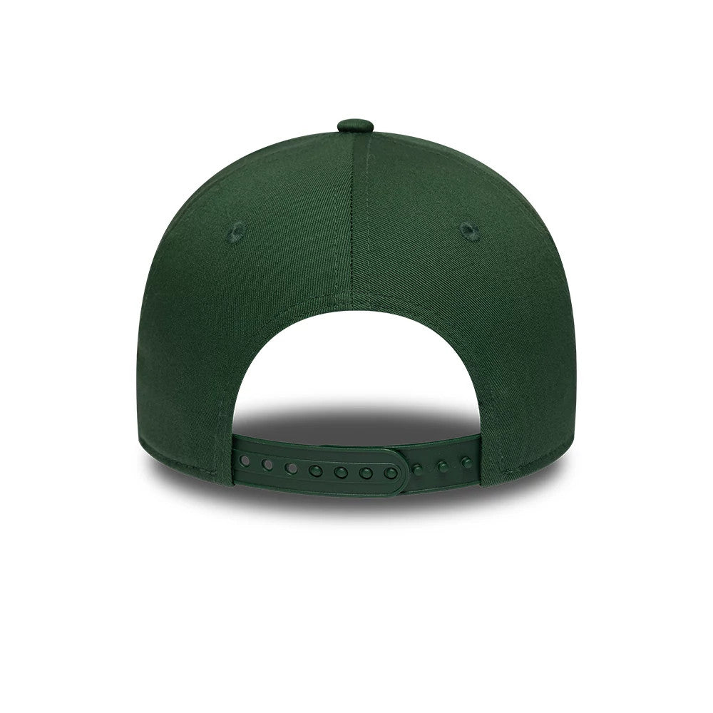 Pictured is this New Era Rubber Logo 9FORTY E-Frame cap in dark green. 4