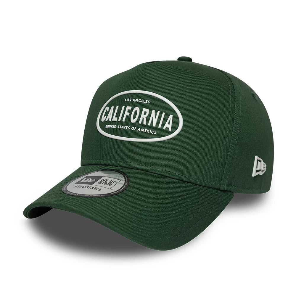 Pictured is this New Era Rubber Logo 9FORTY E-Frame cap in dark green. 1