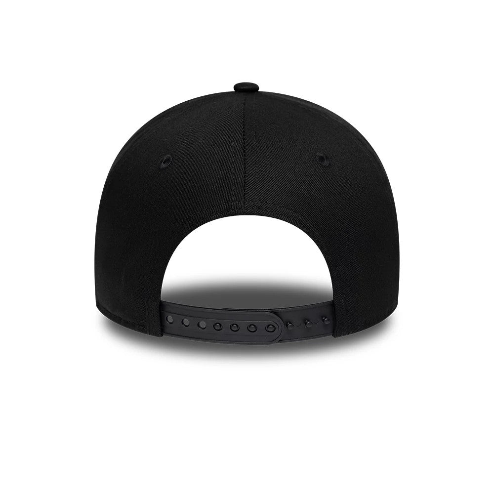 Pictured is this New Era Rubber Logo 9FORTY E-Frame cap in black. 4