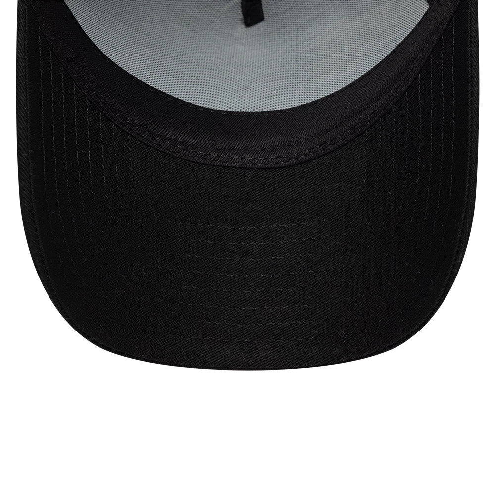 Pictured is this New Era Rubber Logo 9FORTY E-Frame cap in black. 5