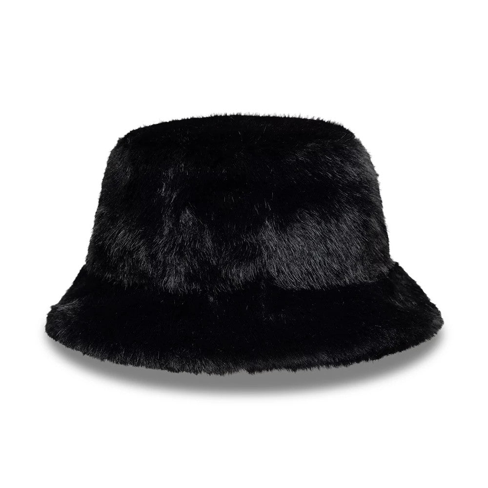 Pictured is this New Era Faux Fur Bucket hat in black. 2