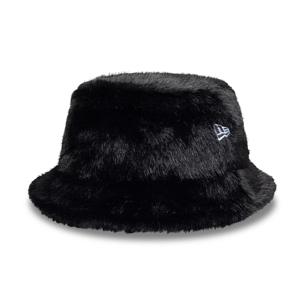 Pictured is this New Era Faux Fur Bucket hat in black. 1