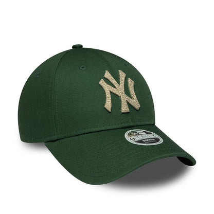 Pictured is this Womens MLB Metallic New York Yankees 9FORTY cap in dark green. 3