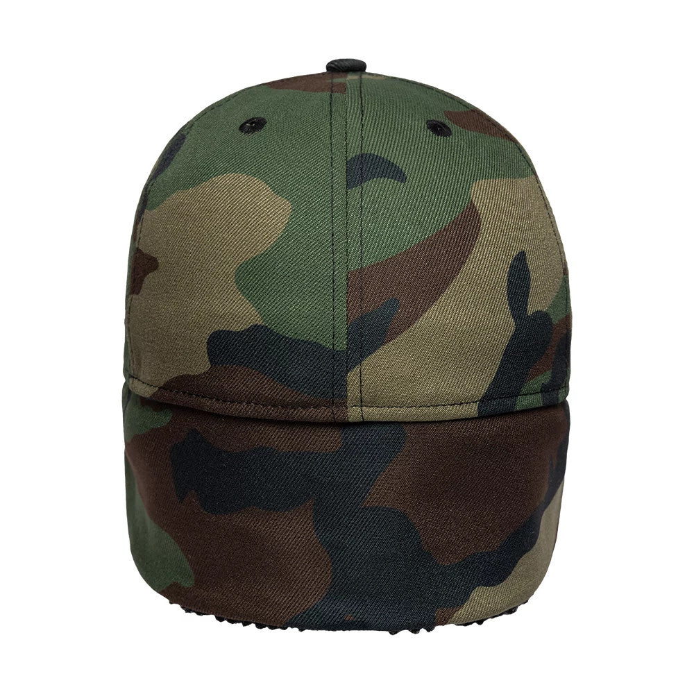 Pictured is this MLB Camo New York Yankees 39THIRTY Downflap Stretch Fit cap in black. 8