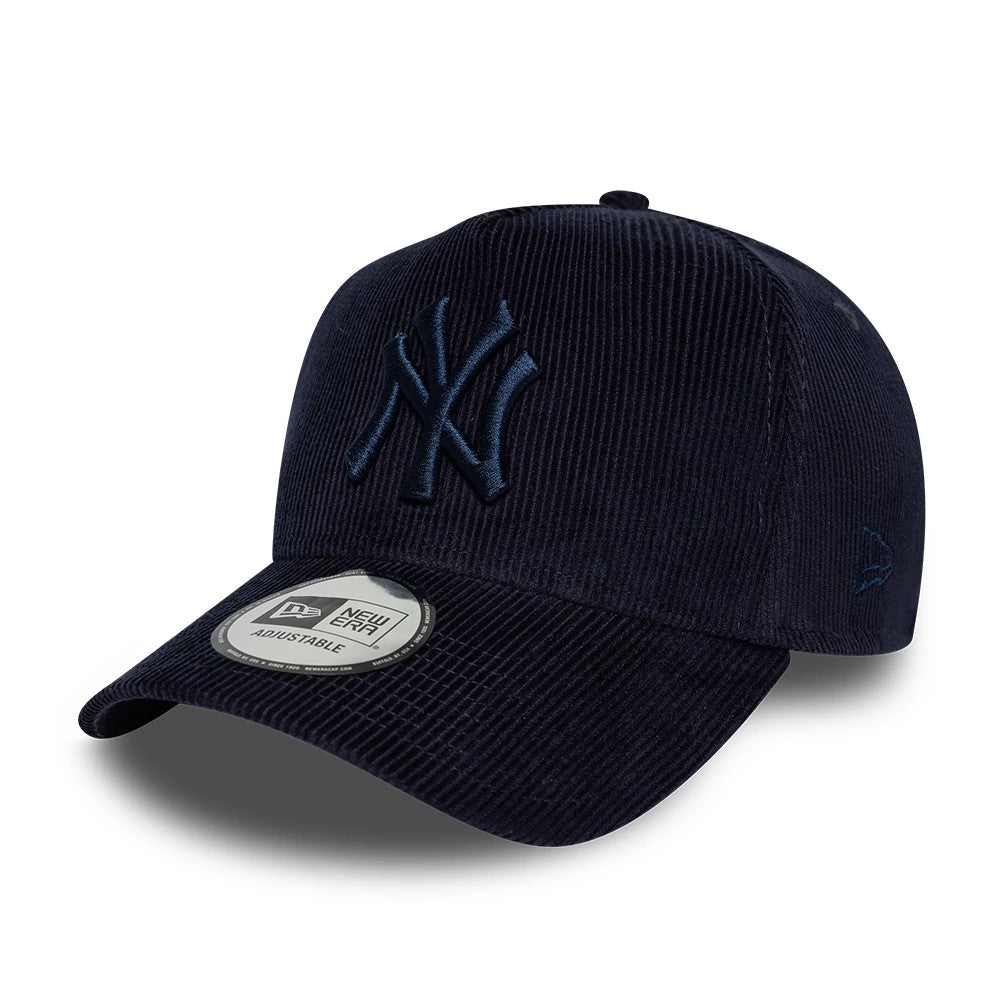 Pictured is this MLB Cord New York Yankees 9FORTY E-Frame cap in navy. 1