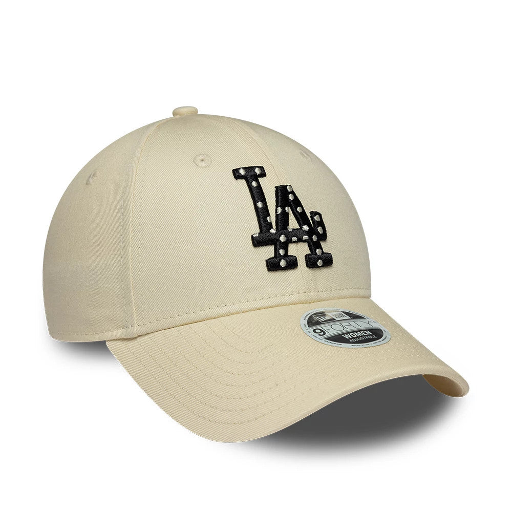 Pictured is this Womens MLB Infill LA Dodgers 9FORTY cap in light beige. 3