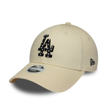 Pictured is this Womens MLB Infill LA Dodgers 9FORTY cap in light beige. 1
