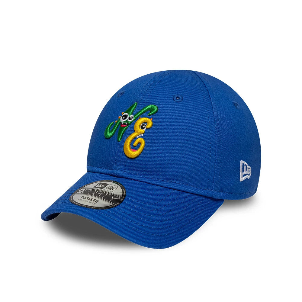 Pictured is this Toddler New Era Monster Icon 9FORTY cap in blue. 1