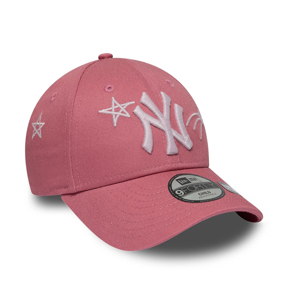 Pictured is this Child MLB Space Glow In The Dark New York Yankees 9FORTY cap in pink. 3
