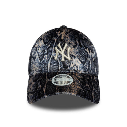 Pictured is this Womens MLB Snake Print New York Yankees 9FORTY cap in black. 3