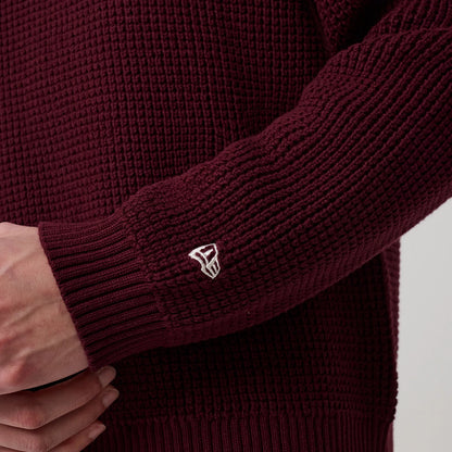 The model is wearing this MLB Waffle Knit New York Yankees Crew Neck Sweater in dark purple. 7
