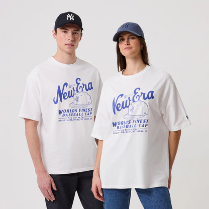 The model is wearing this New Era Heritage Oversized T-Shirt in white. 1