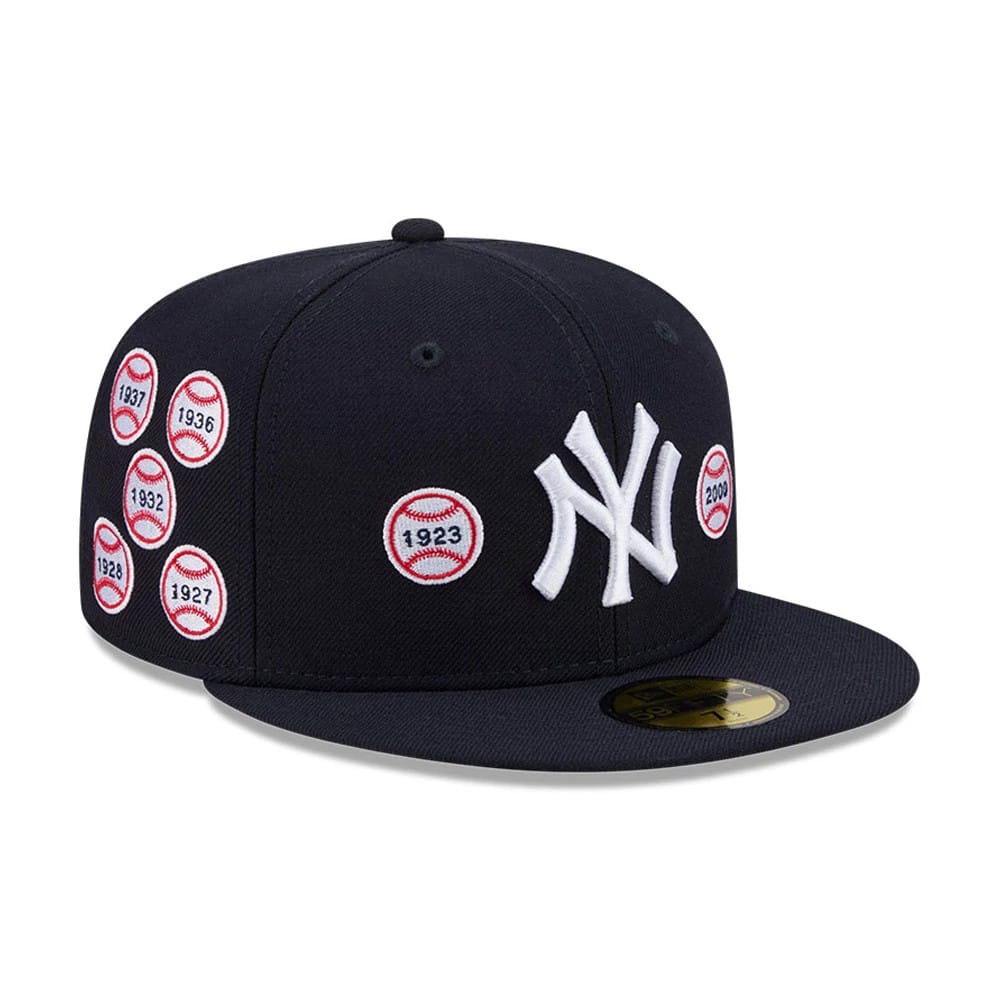 Pictured is this MLB X Spike Lee Patches New York Yankees 59FIFTY Fitted cap in navy. 4