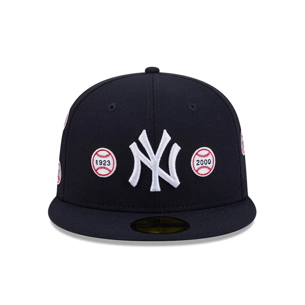 Pictured is this MLB X Spike Lee Patches New York Yankees 59FIFTY Fitted cap in navy. 3