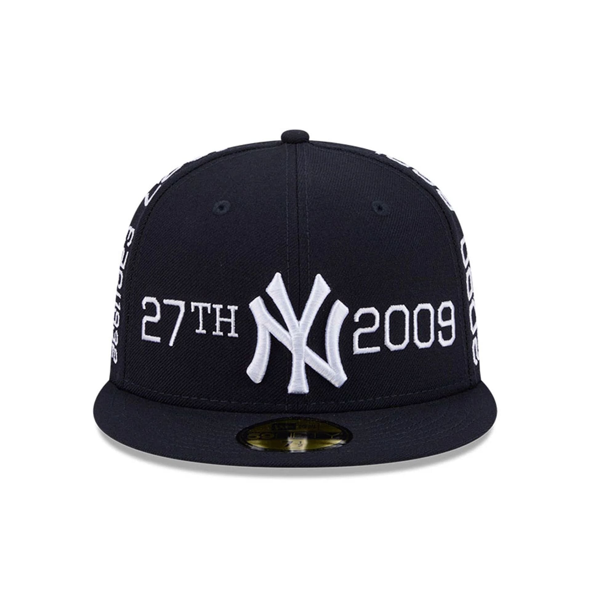 Pictured is this MLB X Spike Lee Script New York Yankees 59FIFTY Fitted cap in navy. 3