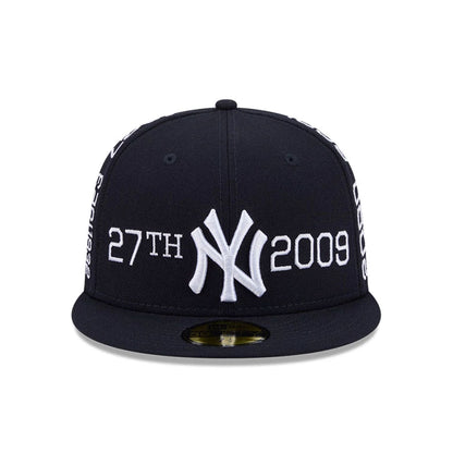 Pictured is this MLB X Spike Lee Script New York Yankees 59FIFTY Fitted cap in navy. 3